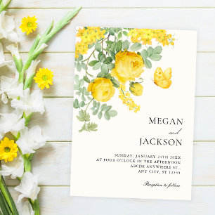 Yellow floral branch wedding save the date