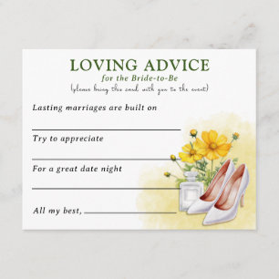 Yellow Floral Bridal Shower Loving Advice Enclosure Card
