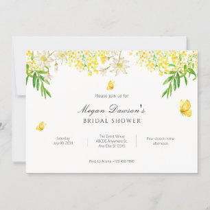 Yellow floral butterfly plants bridal shower invitation