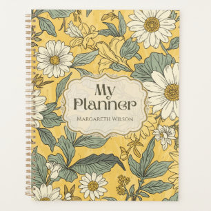 Yellow Floral Calendar Planner Student Notebook 