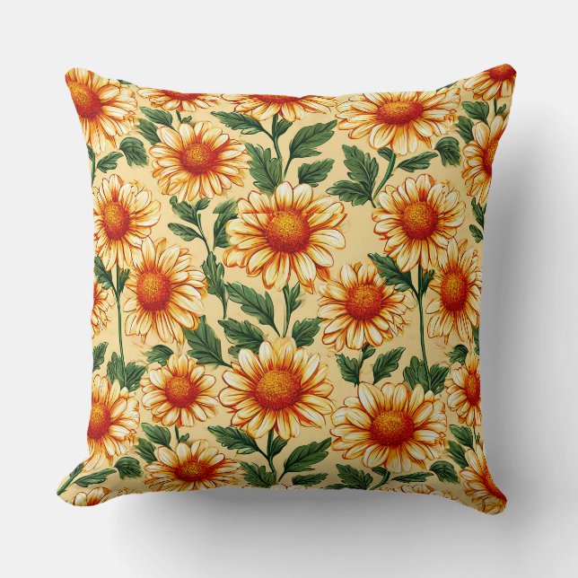 Yellow Floral Cheerful Modern Accent Pillow 🎁 (Front)
