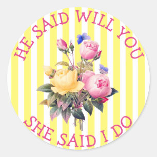 Yellow Floral Chic Wedding Invitation Stickers