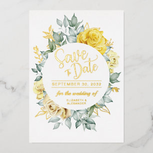 Yellow floral classy botanical wedding Save Date