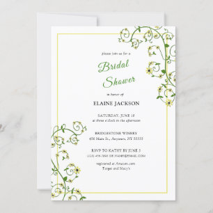 Yellow Floral Climbing Vine Invitation Flat Card