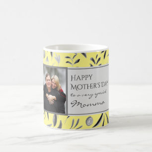 YELLOW Floral Custom MOMMA Photo Coffee Mug