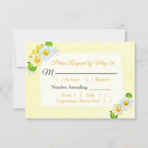 Yellow Floral Daffodils  Wedding RSVP card
