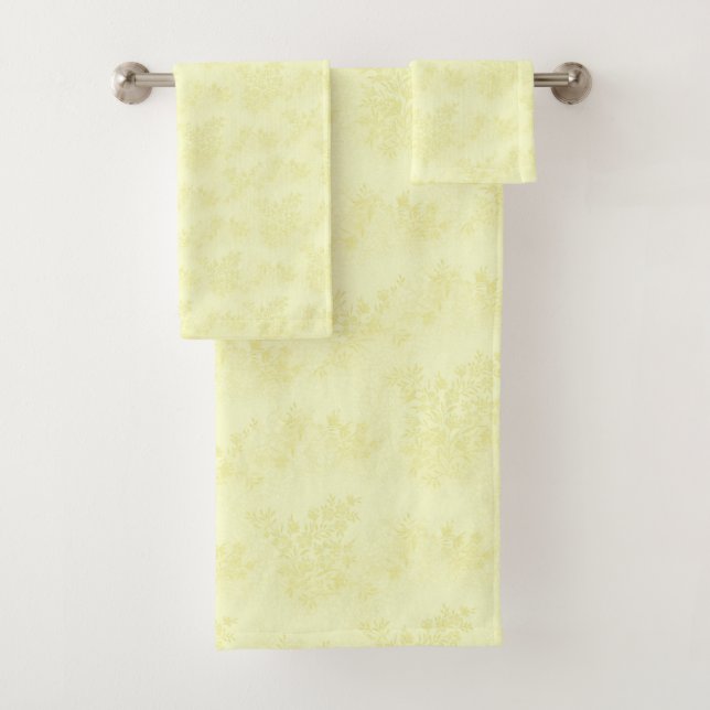 Yellow Floral Damask Bathroom Towel Set (Insitu)