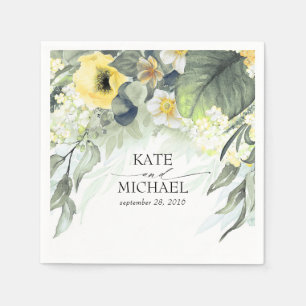 Yellow Floral Dreamy Garden Wedding Napkin