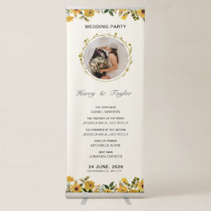 Yellow Floral Elegant Wedding Vertical Retractable Banner