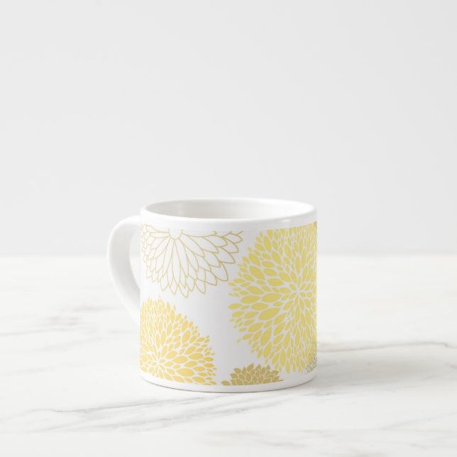 Yellow Floral Espresso Mug (Front Left)