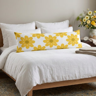 Yellow floral flowers retro body cushion