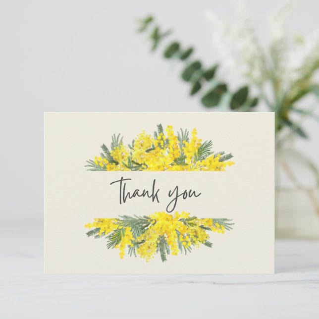 Yellow Floral Frame Sympathy Thank You Card   (Standing Front)