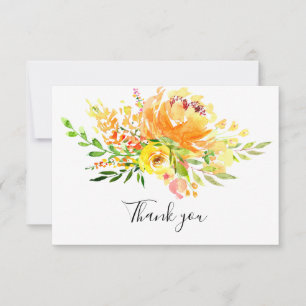 Yellow Floral Funeral Memorial Thank You Card