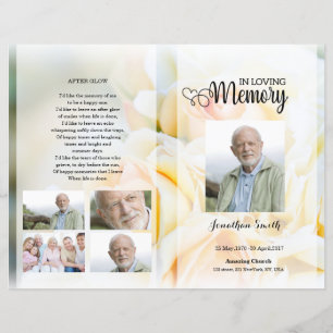 yellow floral Funeral Program template