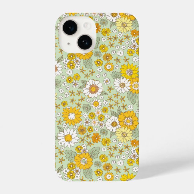 Yellow Floral Garden Pattern iPhone Case (Back)