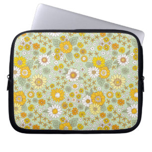 Yellow Floral Garden Pattern Laptop Sleeve