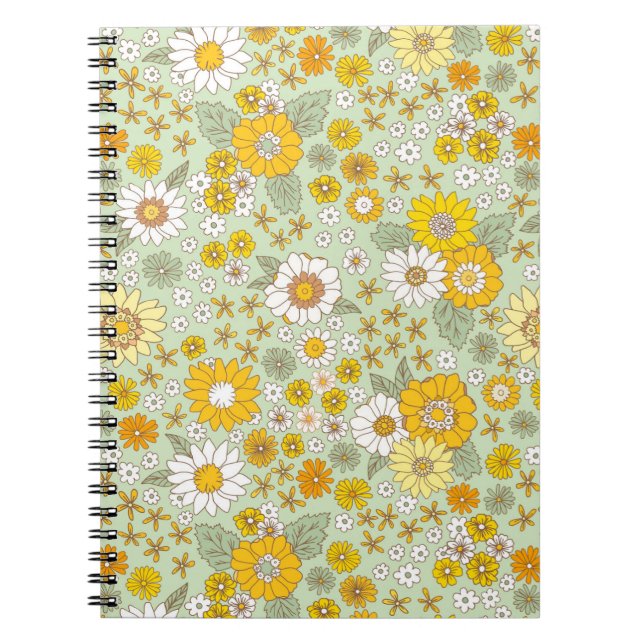 Yellow Floral Garden Pattern Notebook (Front)