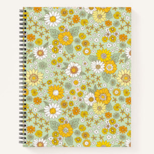 Yellow Floral Garden Pattern Notebook