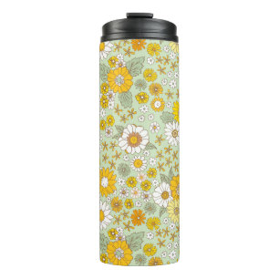 Yellow Floral Garden Pattern Thermal Tumbler
