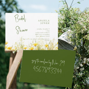  Yellow Floral &Green Modern Bridal Shower  Invitation