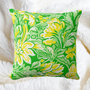 Yellow Floral Green / Preppy Spring Garden Decor Cushion