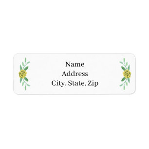 Yellow Floral Greenery Foliage Address Labels