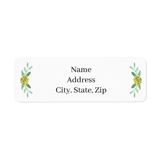 Yellow Floral Greenery Foliage Address Labels (Front)