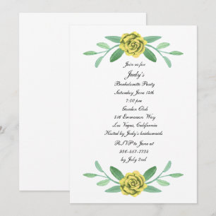Yellow Floral Greenery Foliage Bachelorette Party Invitation