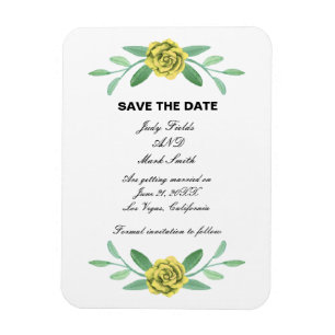 Yellow Floral Greenery Foliage Save The Date Magnet