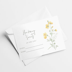 Yellow Floral Guess How Many   Baby Shower Enclosure Card
