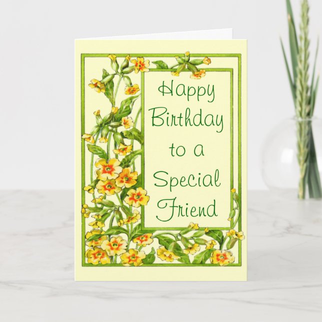 Yellow Floral Happy Birthday to a Special Friend Card (Front)
