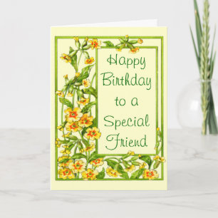 Yellow Floral Happy Birthday to a Special Friend Card