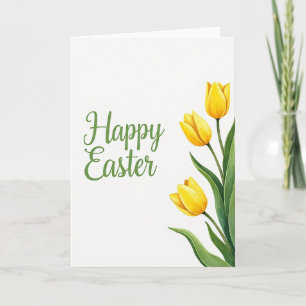 Yellow Floral Happy Easter Card