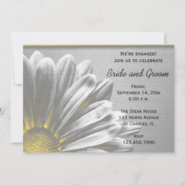 Yellow Floral Highlights Engagement Party Invitation (Front)