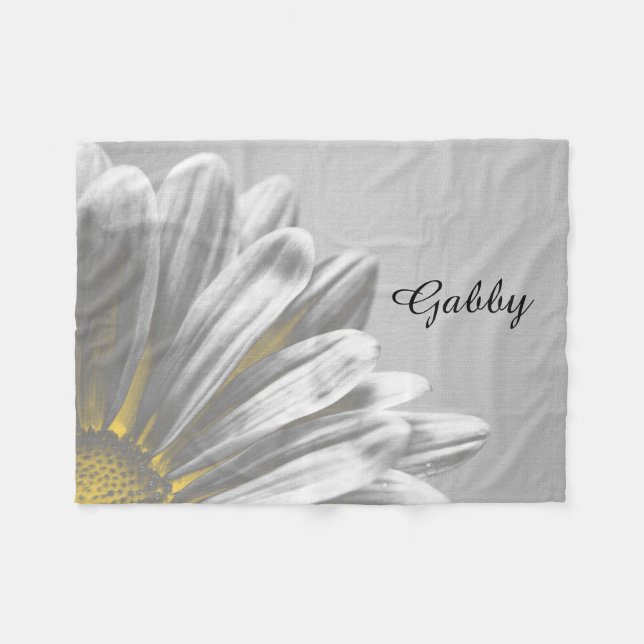 Yellow Floral Highlights Fleece Blanket (Front (Horizontal))