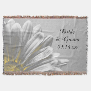 Yellow Floral Highlights Wedding Keepsake Throw Blanket