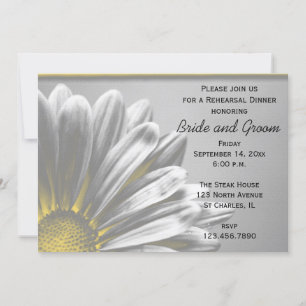 Yellow Floral Highlights Wedding Rehearsal Dinner Invitation