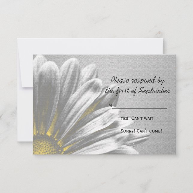 Yellow Floral Highlights Wedding RSVP Card (Front)