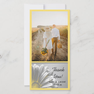 Yellow Floral Highlights Wedding Thank You Card