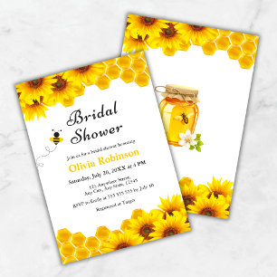 Yellow Floral Honey Bee Bridal Shower  Invitation