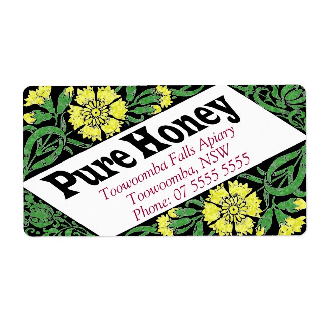 Yellow Floral Honey Jar Personalised Product (Front)