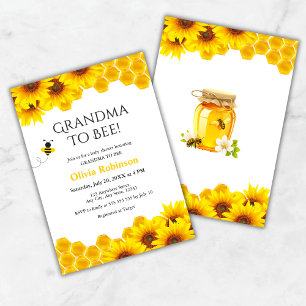 Yellow Floral Honeycomb Grandma to Bee Baby Shower Invitation