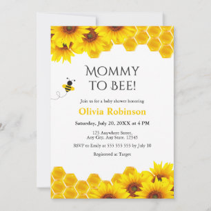 Yellow Floral Honeycomb Mummy to Bee Baby Shower Invitation
