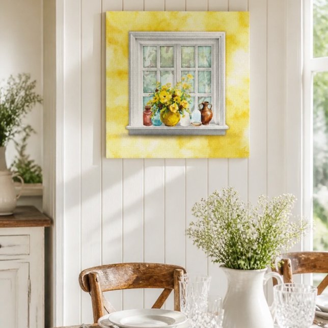 Yellow Floral in a Window Canvas Print (Creator Uploaded)
