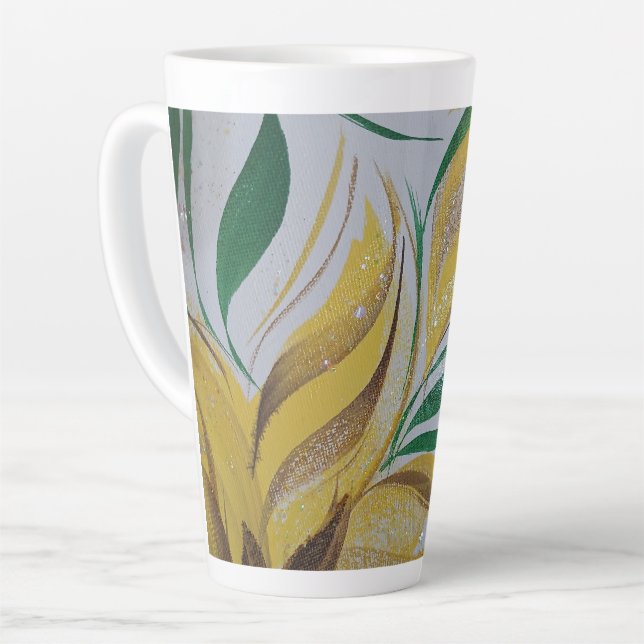 Yellow Floral Latte Mug (Left Angle)