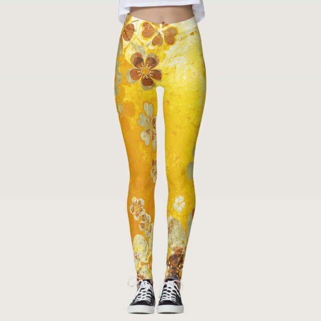 Yellow Floral Leggings (Front)