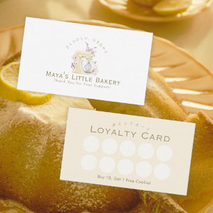 Yellow Floral Mixer Bakery Loyalty Rewards Business Card