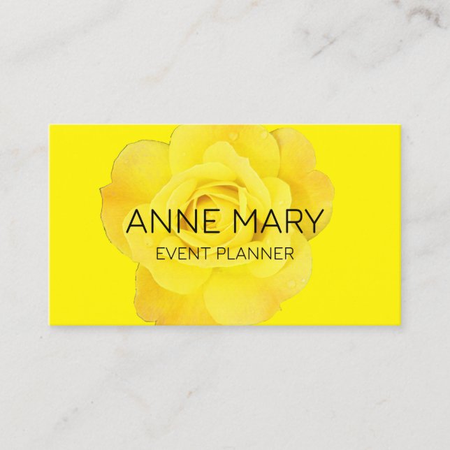 Yellow Floral Modern Colourful Event Planner Trend Business Card (Front)