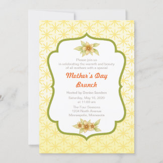 Yellow Floral Mother's Day Brunch Invitation