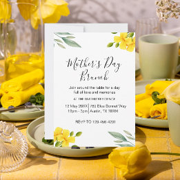 Yellow Floral Mother's Day Brunch Party Invitation